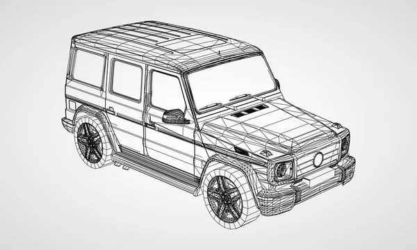 Modelo Bastidor Premium Suv Con Diseño Clásico Ilustración Vectorial Una — Vector de stock