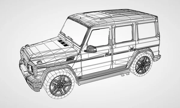 Modelo Bastidor Premium Suv Con Diseño Clásico Ilustración Vectorial Una — Vector de stock