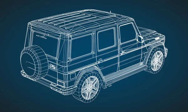 Modell Premium Ram Suv Med Klassisk Design Vektorillustration Vit Polygonal — Stock vektor