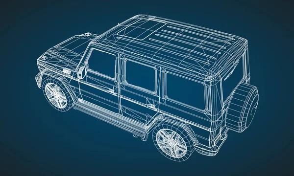 Model Kostry Prémiové Suv Klasickým Designem Vektorové Ilustrace Bílé Polygonální — Stockový vektor