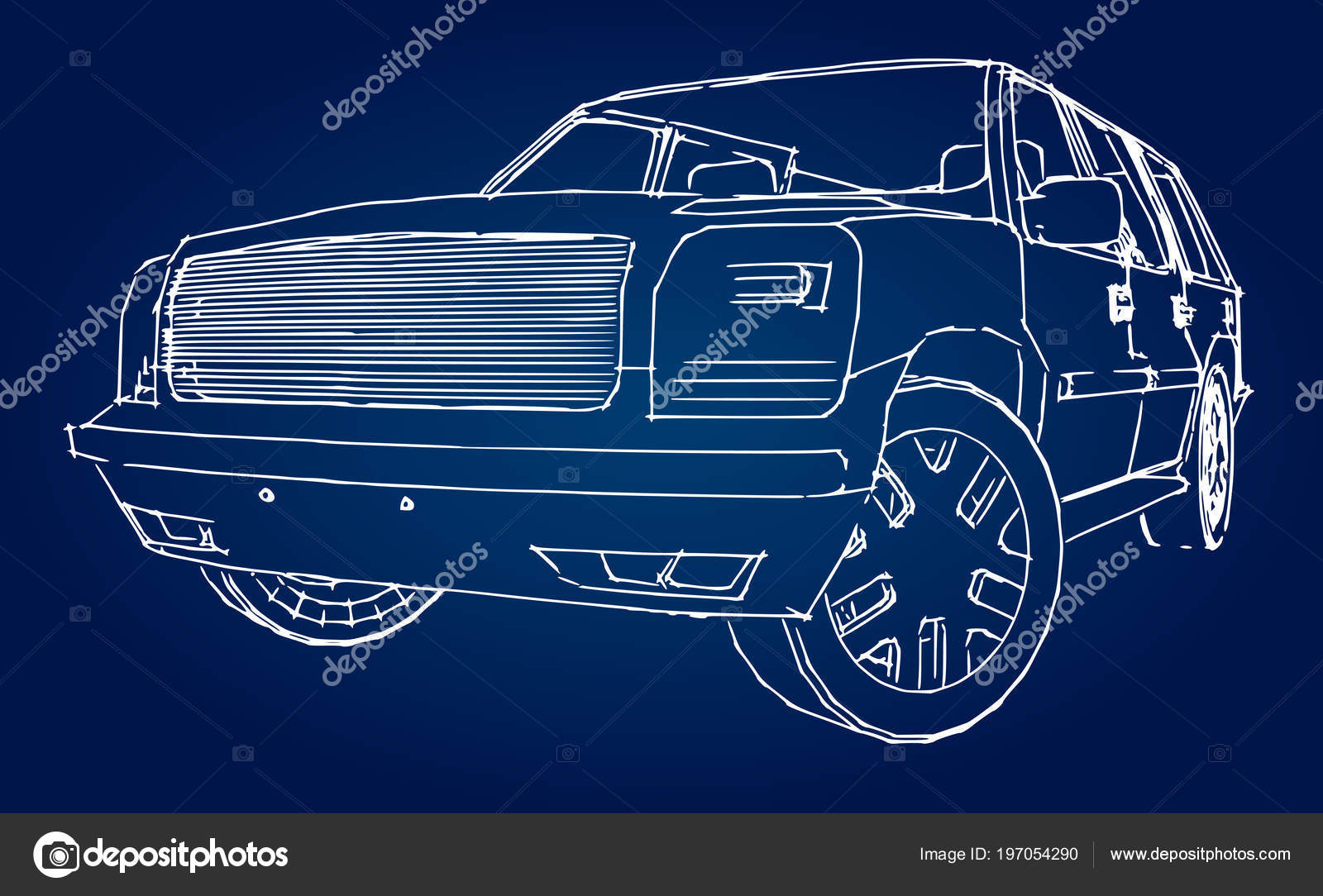 Suv Outline Drawing Hand Stock Vector by ©VladimirHapaev 197054290