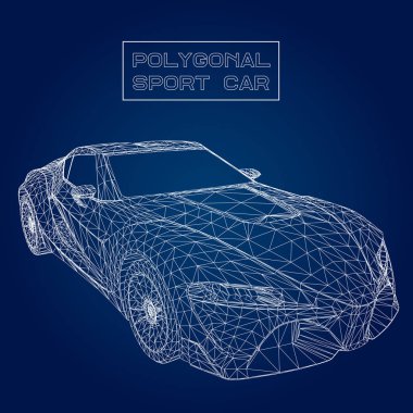 3D araba modelinin soyut yaratıcı konsept vektör arka planı. Spor araba.