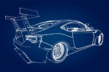Spor araba. Hisse senedi resmi çizilmiş doğrusal grafik tarzı