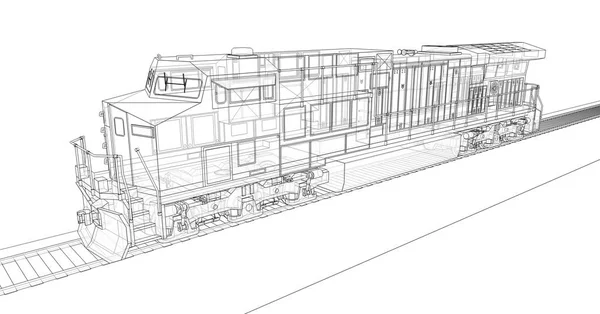 現代ディーゼル鉄道大国と長くて重い列車を移動するための強度と機関車 レンダリング — ストック写真