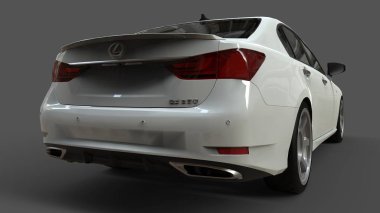 3D model beyaz lexus gs gri arka plan üzerinde. 3D render.