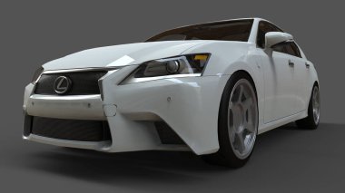 3D model beyaz lexus gs gri arka plan üzerinde. 3D render.