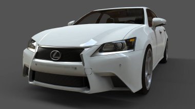 3D model beyaz lexus gs gri arka plan üzerinde. 3D render.