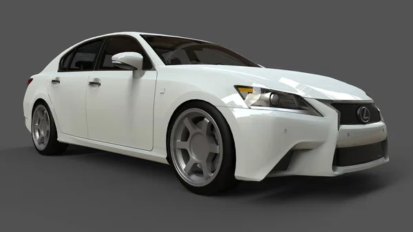 3D model bílé lexus gs na šedém pozadí. 3D vykreslování. — Stock fotografie