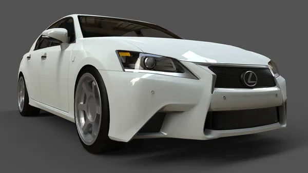 3D model beyaz lexus gs gri arka plan üzerinde. 3D render. — Stok fotoğraf