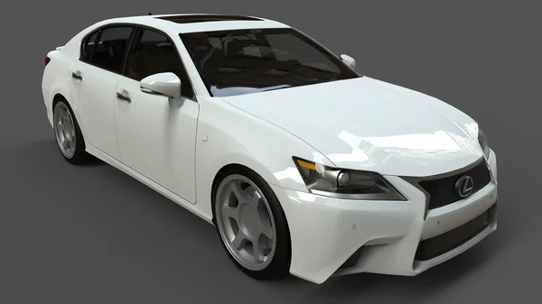 Трехмерная Модель Белого Lexus Сером Фоне Рендеринг — стоковое фото