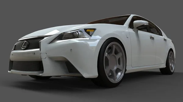 3D model bílé lexus gs na šedém pozadí. 3D vykreslování. — Stock fotografie