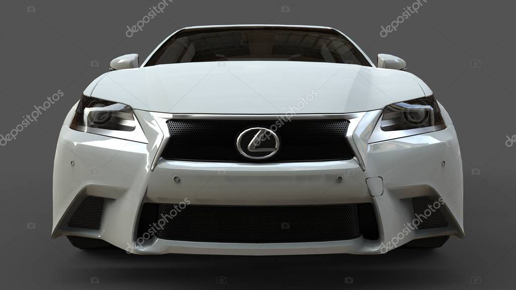 3d model white lexus gs on grey background. 3d rendering