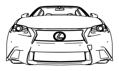 Lexus Gs beyaz bir arka plan siyah kontur satırlarında yapılan çizim vektör.