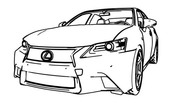 Векторное Рисование Lexus Выполнено Черных Контурах Белом Фоне — стоковый вектор