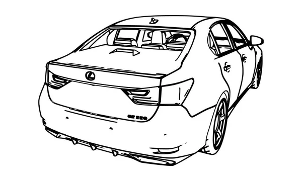 Dessin Vectoriel Lexus Réalisé Contour Noir Sur Fond Blanc — Image vectorielle