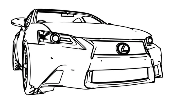 Dessin Vectoriel Lexus Réalisé Contour Noir Sur Fond Blanc — Image vectorielle