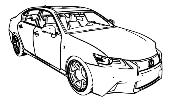 Dessin Vectoriel Lexus Réalisé Contour Noir Sur Fond Blanc — Image vectorielle