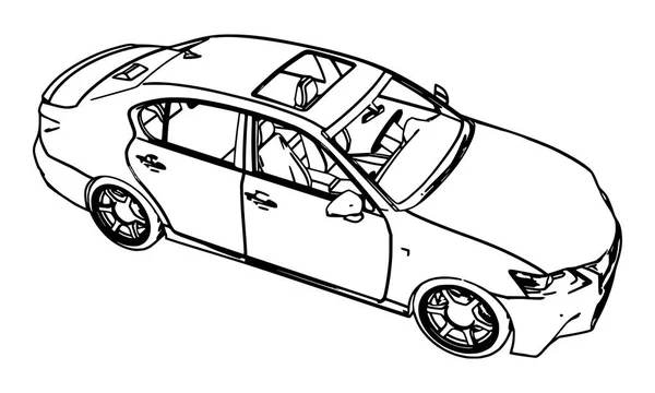 Dibujo Vectorial Lexus Realizado Líneas Contorno Negro Sobre Fondo Blanco — Vector de stock