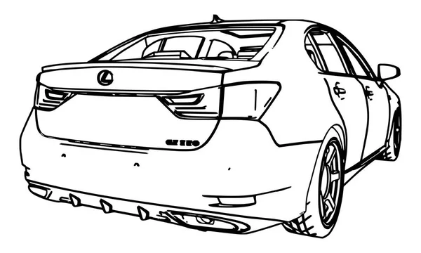 Dessin Vectoriel Lexus Réalisé Contour Noir Sur Fond Blanc — Image vectorielle