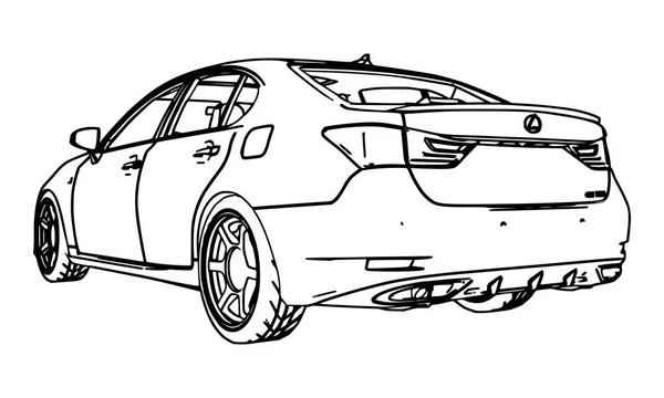 Dessin vectoriel Lexus GS réalisé en contour noir sur fond blanc . — Image vectorielle