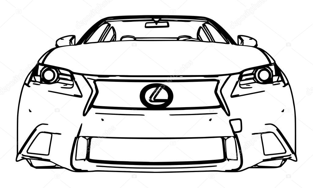 Vector drawing Lexus GS made in black contour lines on a white background