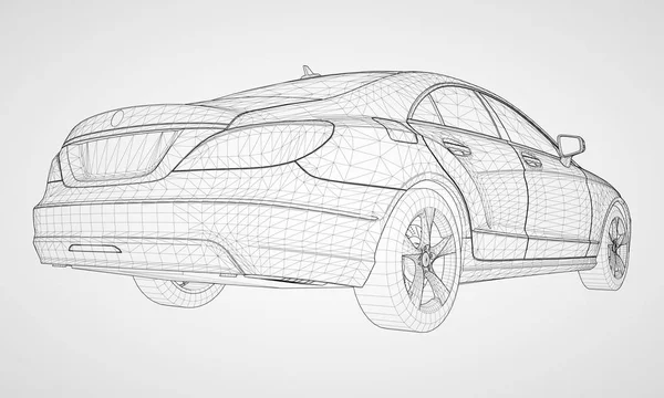 Modellen Sport Premium Sedan Vektorillustration Form Ett Svart Polygonal Triangulära — Stock vektor