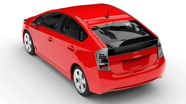 Moderne Familie Hybride Auto Rood Een Witte Achtergrond Met Een — Stockfoto