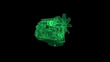 Siyah zemin üzerine yeşil parlak kontur satırlarının dizel motor yapılmış.
