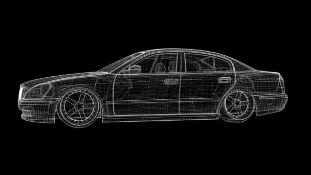 Stora Sedan Sport Tuning Rutnätet Polygonal Roterar Cirkel — Stockvideo