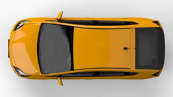 Moderne Familie Hybrid Auto Gelb Auf Weißem Hintergrund Mit Einem — Stockfoto