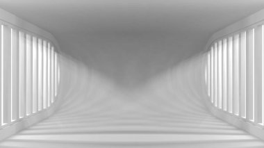 Ultra modern kavramsal boş iç nesneleriniz için pencerelerden ışık ışınları ile. 3D render