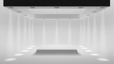 Boş beyaz Studio spot kenarları ve yumuşak yumuşak ışık merkezi ile. 3D render