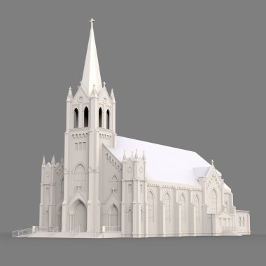 Binayı Katolik Kilisesi'nin sayısı farklı iki tarafın. Gri bir arka plan üzerinde beyaz üç boyutlu çizim. 3D render