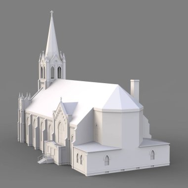 Binayı Katolik Kilisesi'nin sayısı farklı iki tarafın. Gri bir arka plan üzerinde beyaz üç boyutlu çizim. 3D render