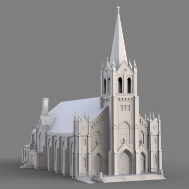 Binayı Katolik Kilisesi'nin sayısı farklı iki tarafın. Gri bir arka plan üzerinde beyaz üç boyutlu çizim. 3D render