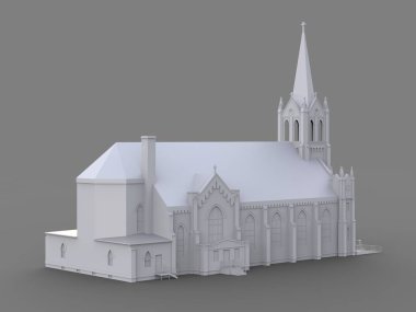 Binayı Katolik Kilisesi'nin sayısı farklı iki tarafın. Gri bir arka plan üzerinde beyaz üç boyutlu çizim. 3D render