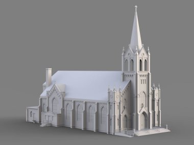Binayı Katolik Kilisesi'nin sayısı farklı iki tarafın. Gri bir arka plan üzerinde beyaz üç boyutlu çizim. 3D render