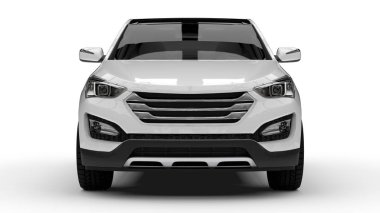 Beyaz bir arka plan üzerinde beyaz sigorta primi şehir crossover. 3D render