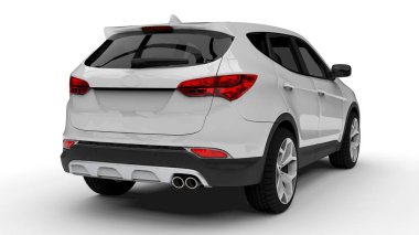 Beyaz bir arka plan üzerinde beyaz sigorta primi şehir crossover. 3D render