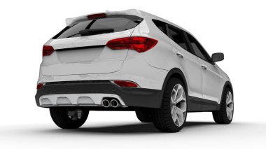 Beyaz bir arka plan üzerinde beyaz sigorta primi şehir crossover. 3D render