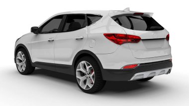 Beyaz bir arka plan üzerinde beyaz sigorta primi şehir crossover. 3D render