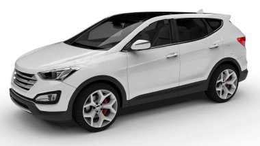 Beyaz bir arka plan üzerinde beyaz sigorta primi şehir crossover. 3D render