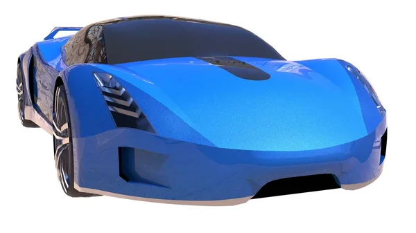 Blauw glimmend conceptuele sportwagen van de toekomst. — Stockfoto