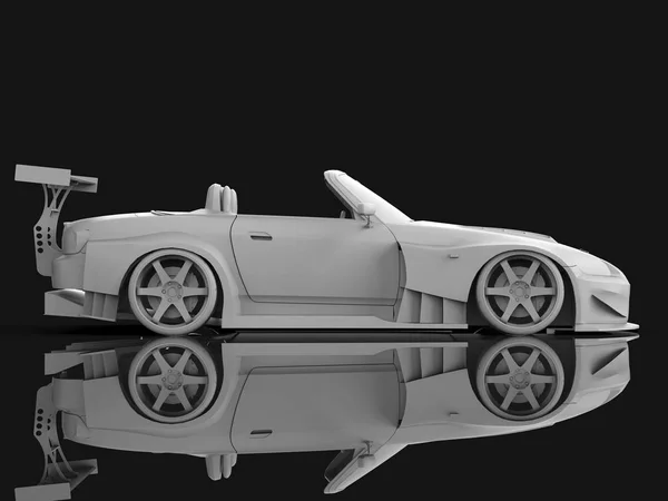 Nowoczesne Białe Plastikowe Sportowy Kabriolet Otwieranie Samochodów Dostrajania Renderowania — Zdjęcie stockowe