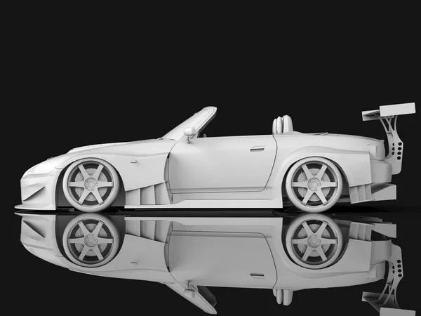 Moderne Witte Kunststof Sport Convertible Open Auto Met Tuning Rendering — Stockfoto