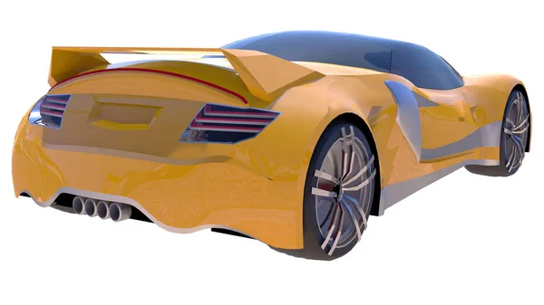 Żółty Błyszczący Koncepcyjny Samochód Sportowy Przyszłości — Zdjęcie stockowe