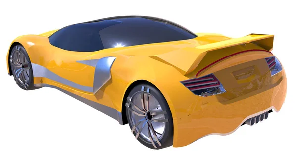 Yellow Shiny Conceptual Sports Car Future — Stock Photo, Image