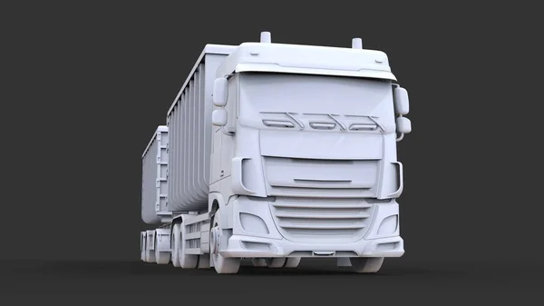 Μεγάλο Λευκό Φορτηγό Ρυμουλκούμενο Ξεχωριστά Για Μεταφορά Των Χύμα Γεωργικά — Φωτογραφία Αρχείου