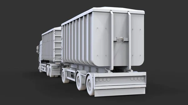 Grande Caminhão Branco Com Reboque Separado Para Transporte Materiais Produtos — Fotografia de Stock