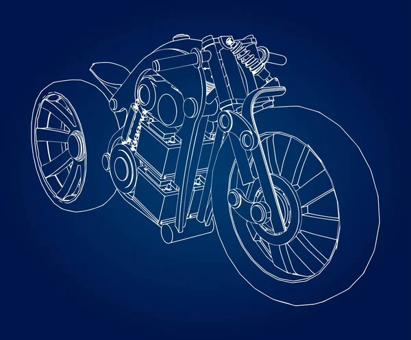 Begreppet Den Elektrisk Motorcykeln Framtiden Vektorillustration Konturlinjer — Stock vektor